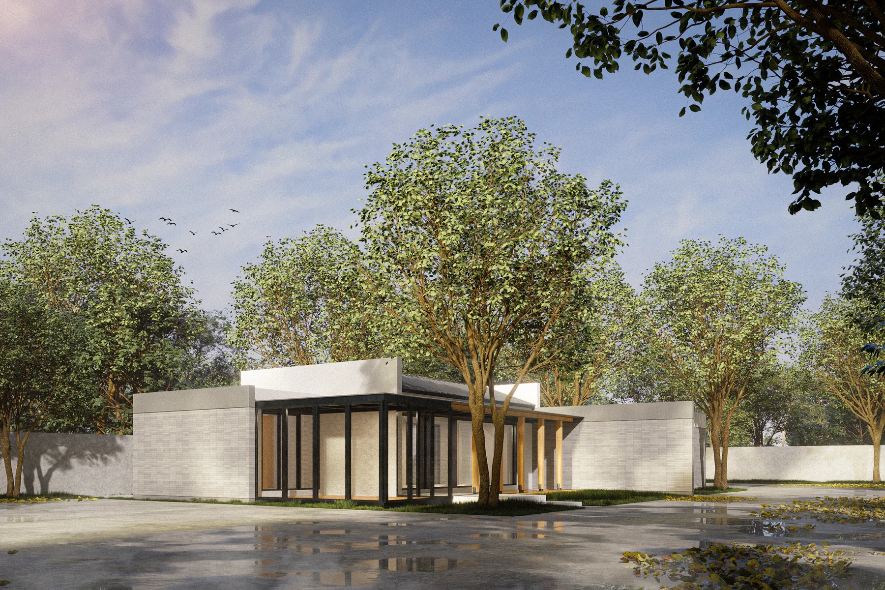 ภาพออกแบบ KSLR House บ้านชั้นเดียวกับพื้นที่สวน
